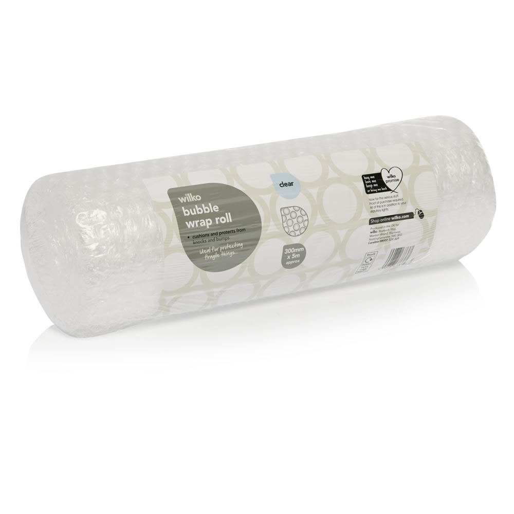 Wilko Clear Bubble Wrap Roll 5m x 30cm x 16 pack Image