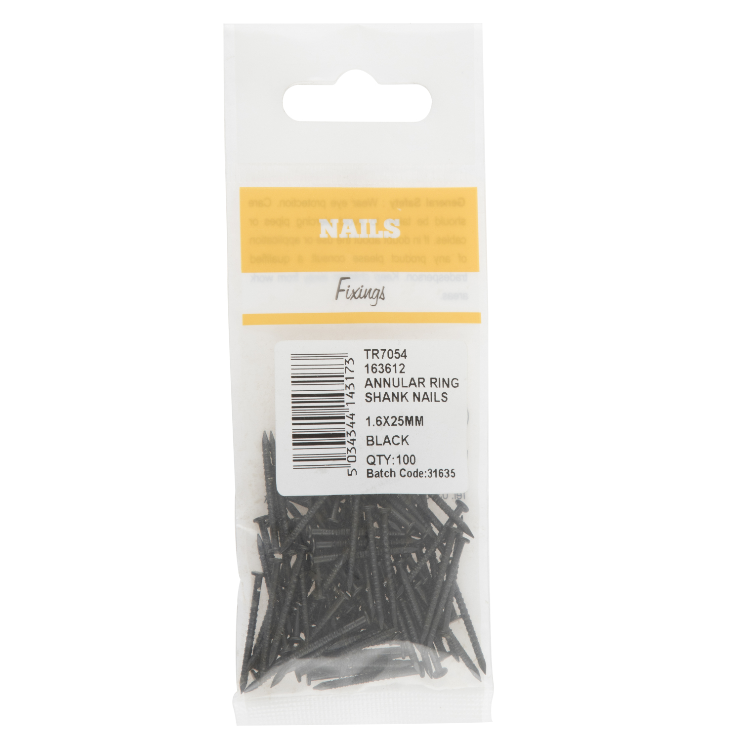 Hiatt 1.6mm x 25mm Annular Ring Shank Nails 100 Pack Image 1