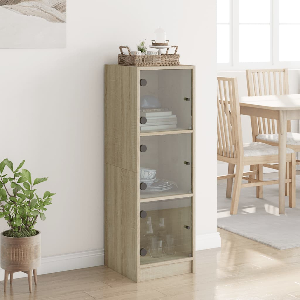 vidaXL 3 Glass Door Sonoma Oak Highboard Image 9