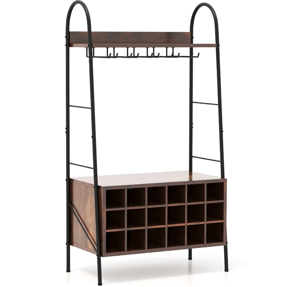 Costway 2 Shelf Rustic Brown Wine Rack Image 1