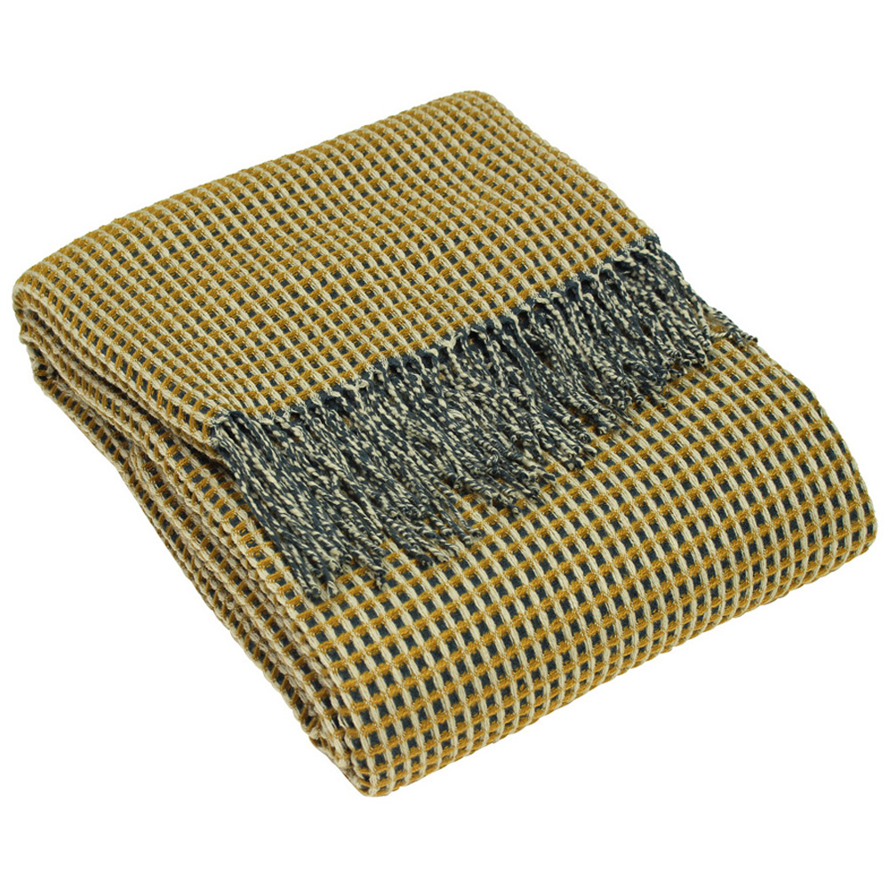 furn. Rowan Ochre Waffle Throw 130 x 180cm Image 1