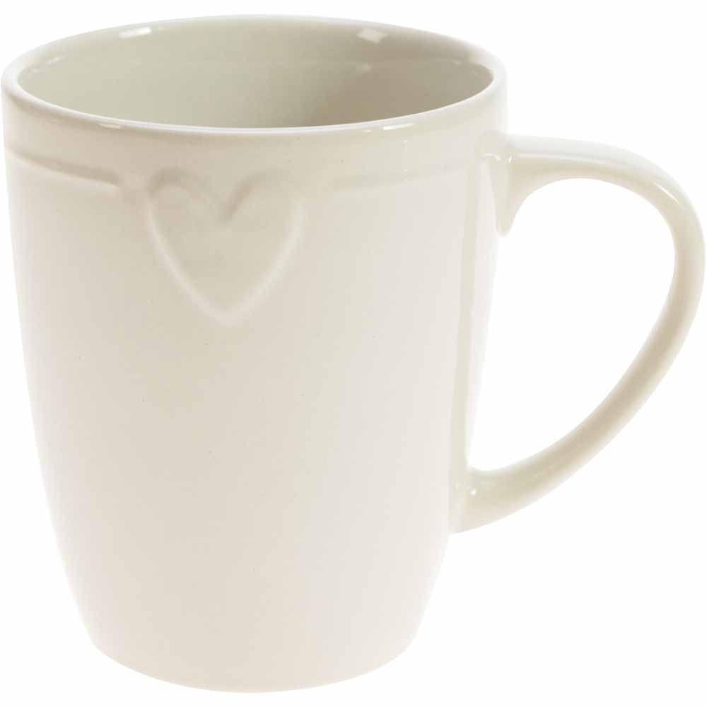 Wilko Cream Embossed Heart Mug Wilko