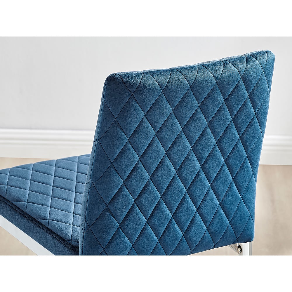 Furniturebox Modern Valera Navy Blue and Silver Velvet Bar Stool Set of 2 Image 6