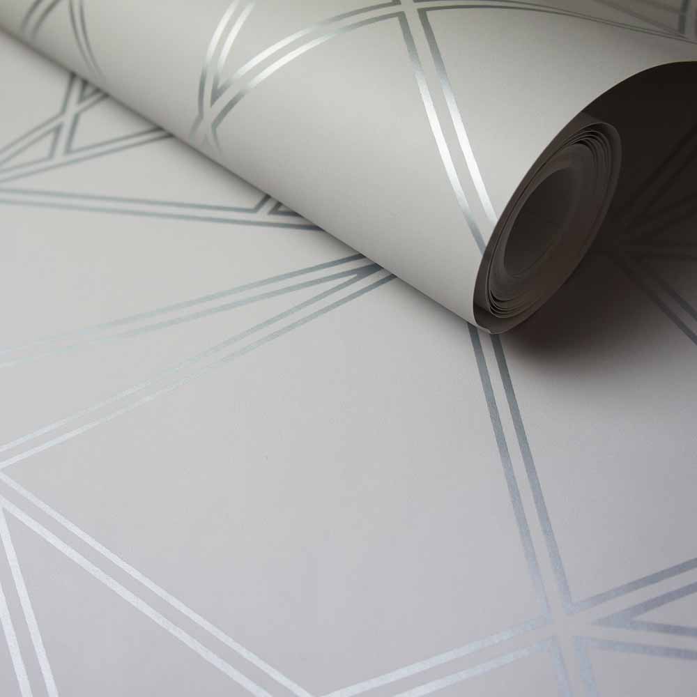 Holden Decor Palladium Geometric Apex Metallic Grey Wallpaper Image 2