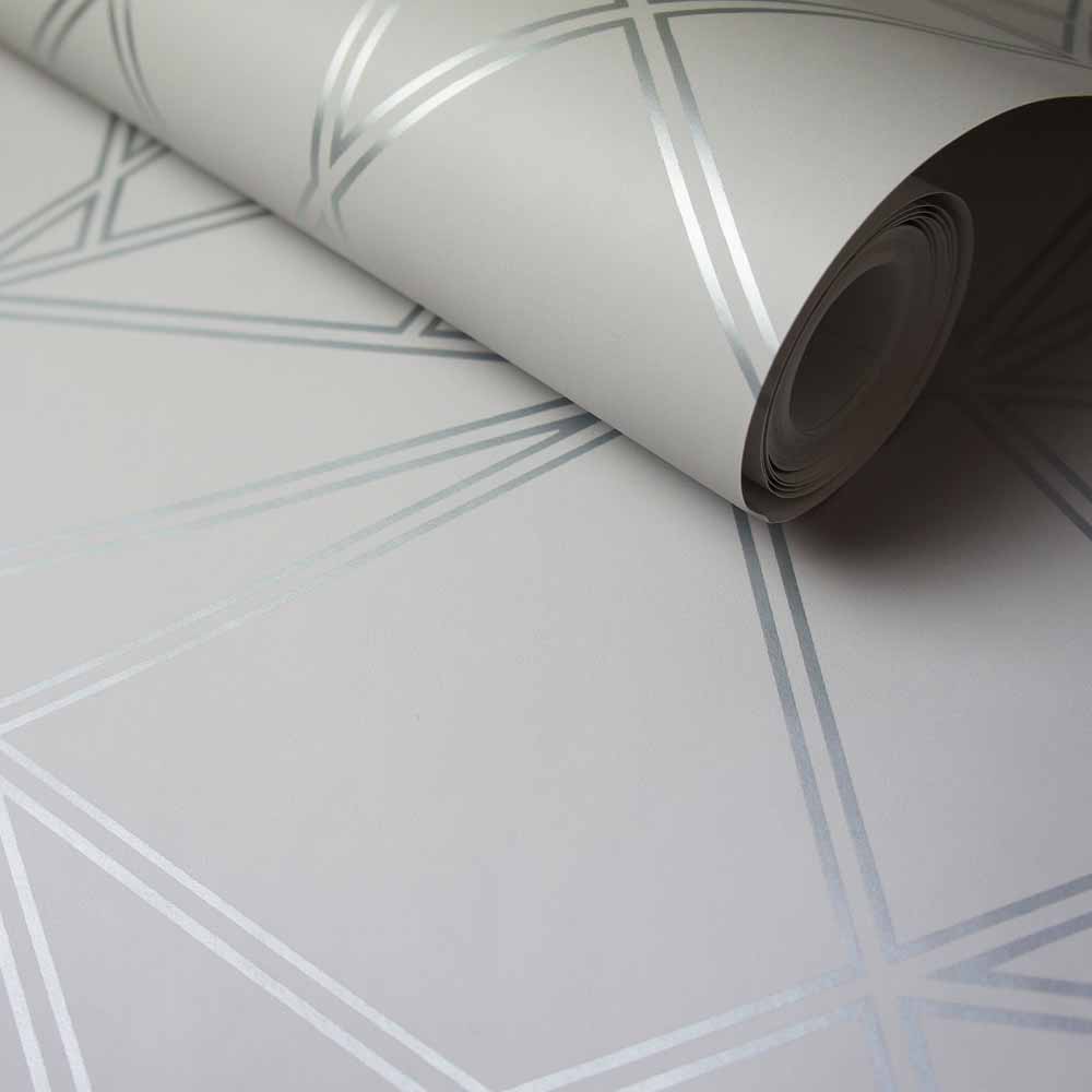 Holden Decor Palladium Geometric Apex Metallic Grey Wallpaper Wilko