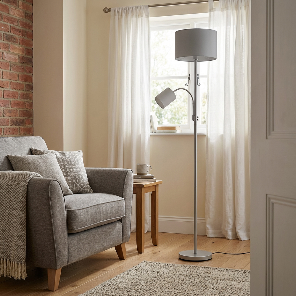Serena 2 Light Floor Lamp - Grey Image 3