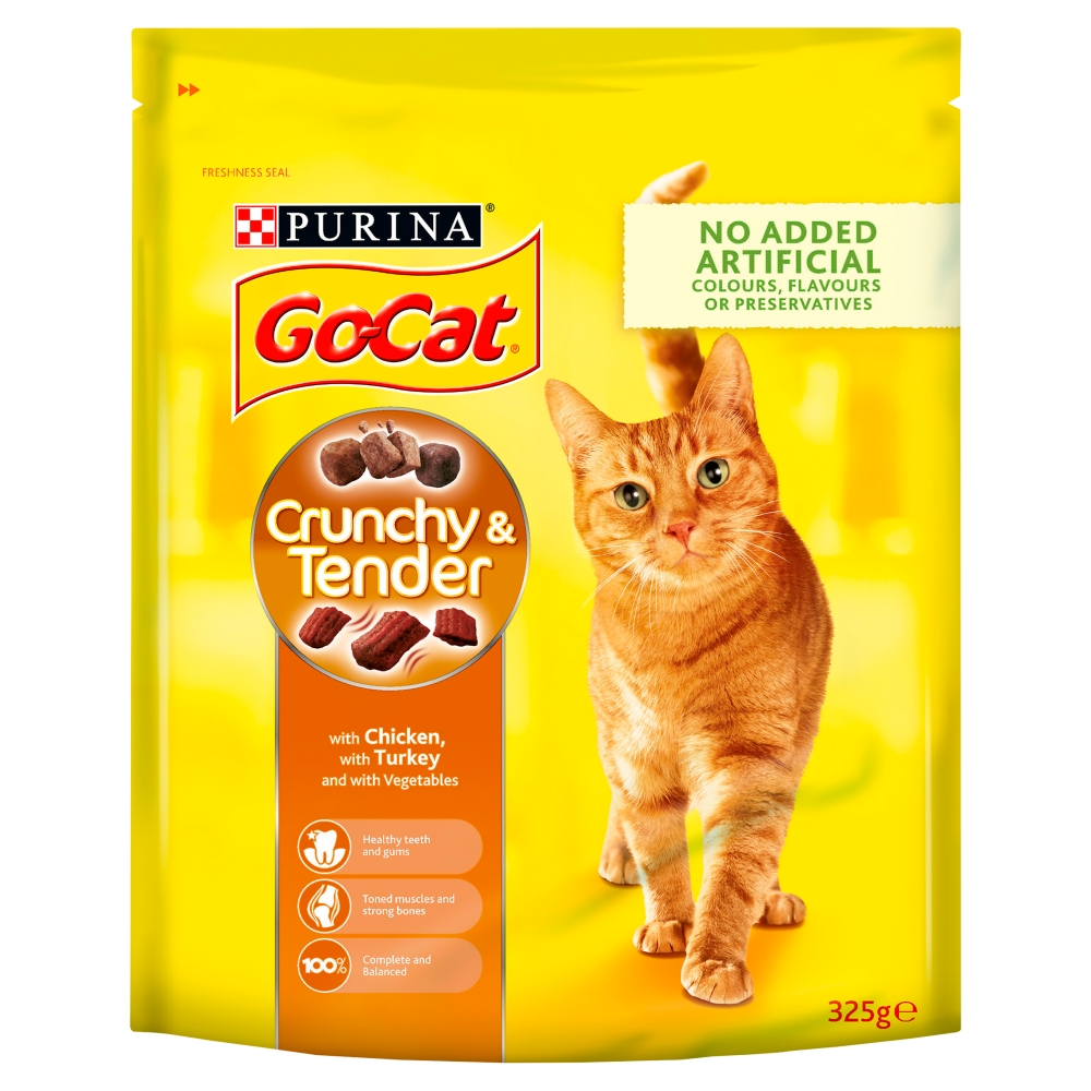 Go-Cat Crunchy and Tender Dry Cat Food Poultry 325g Image 1