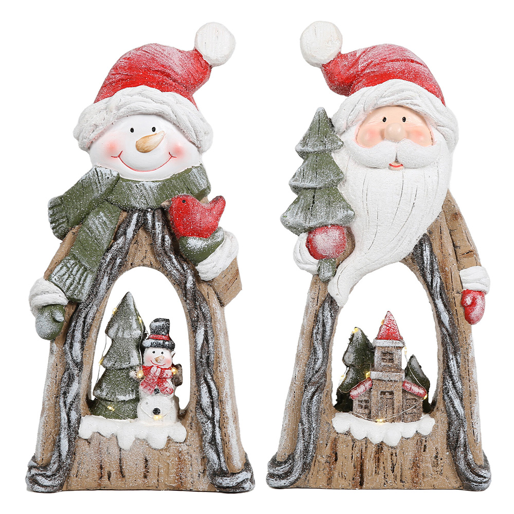 Single Once Upon A Christmas Brown LED Santa or Snowman Scene in Assorted styles Image 1