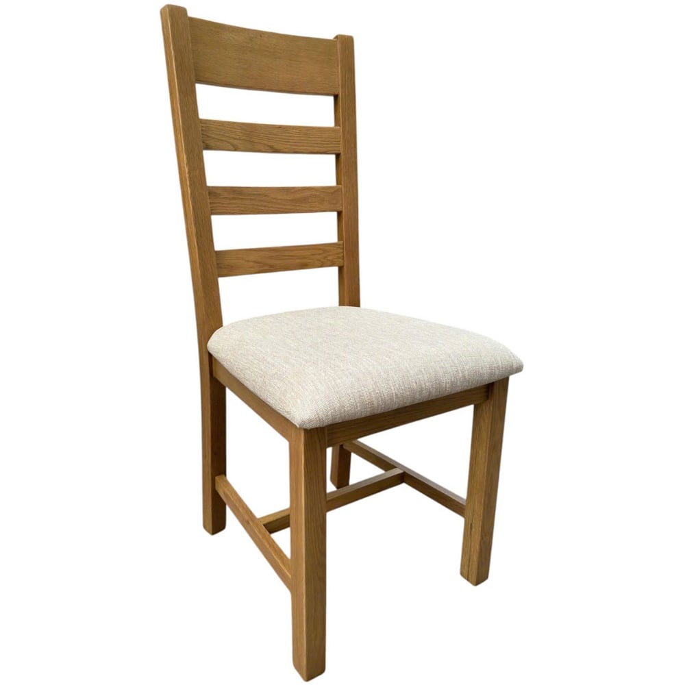 Home Source Copenhagen Beige Wool Solid Oak High Slatted Back Dining Chair 2 Pack Image 3