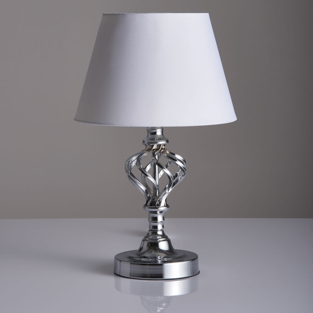 Wilko Chrome Effect Swirl Table Lamp Image 1