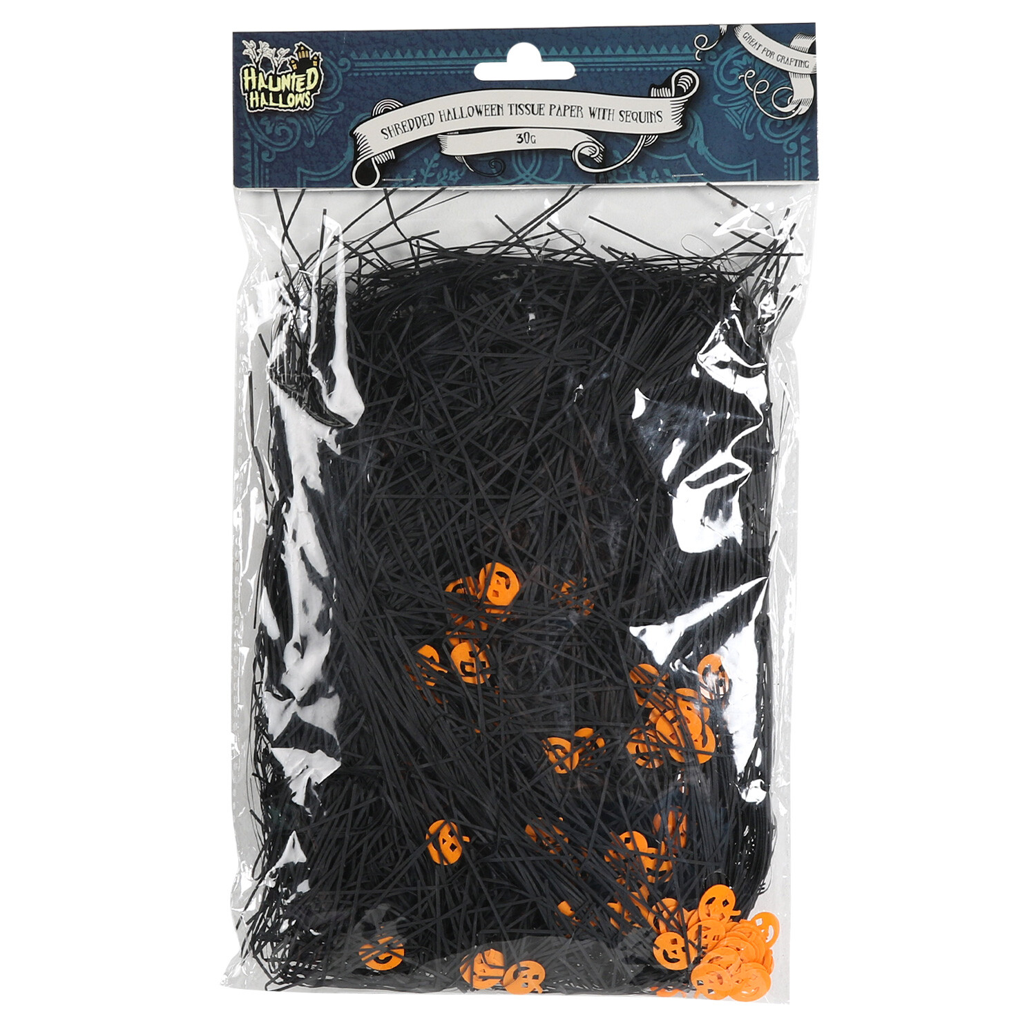Single Haunted Hallows Black and Orange Shredded Paper in Assorted styles Image 2
