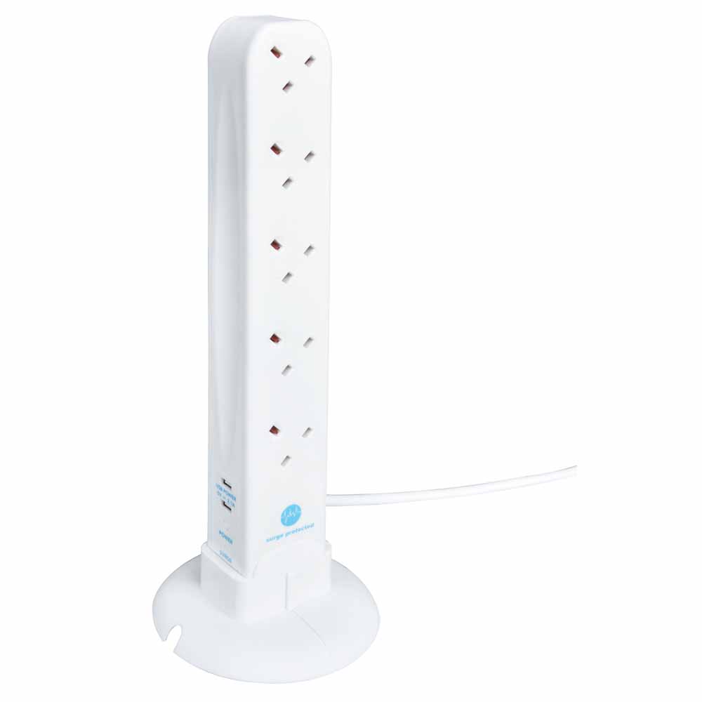 Wilko 10 Socket Extension Tower with USB Image 2
