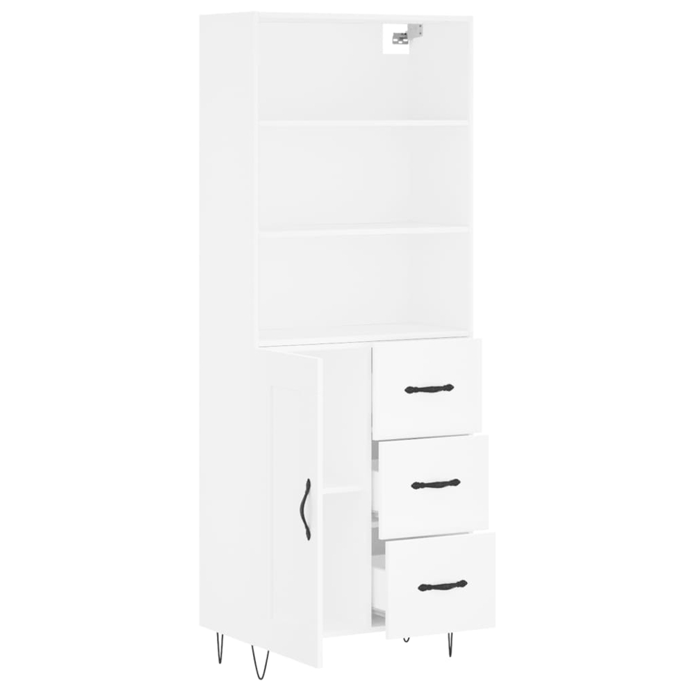 vidaXL Single Door 3 Drawer 3 Shelf White Highboard Image 4