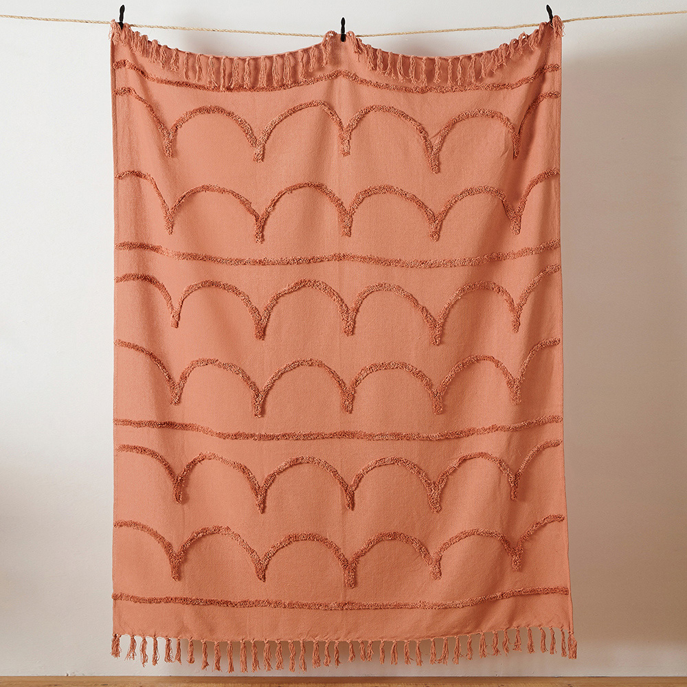 furn. Jakarta Blush Pink Tufted Throw 130 x 180cm Image 2