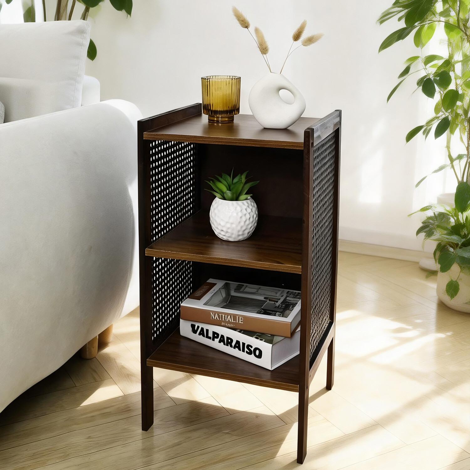 Rattan Side Table Brown Image 3