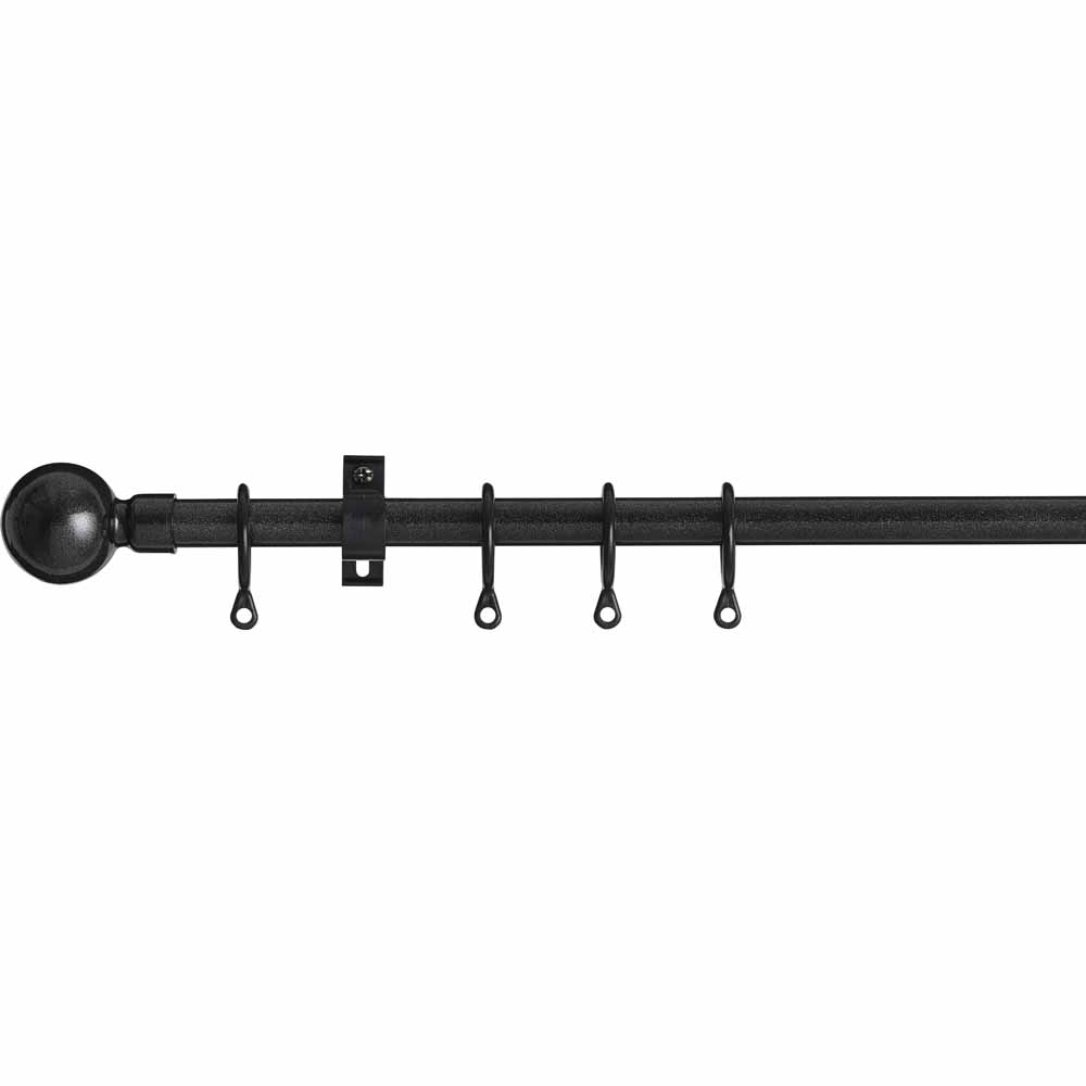 Wilko Black Glitter Curtain Pole 120-210cm Image 1