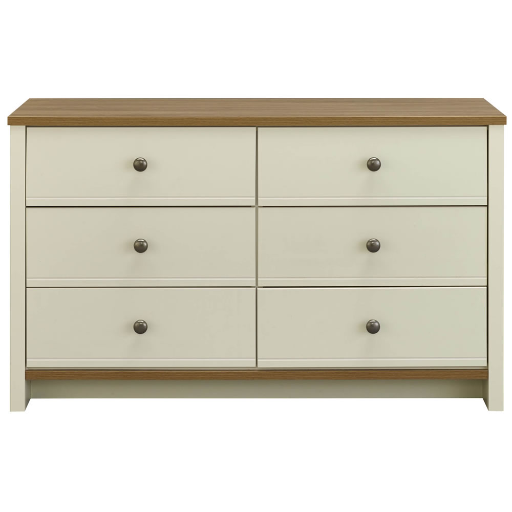 Clovelly 6 Drawer Chest Vanilla and Rustic Oak    Effect Finish Image 1