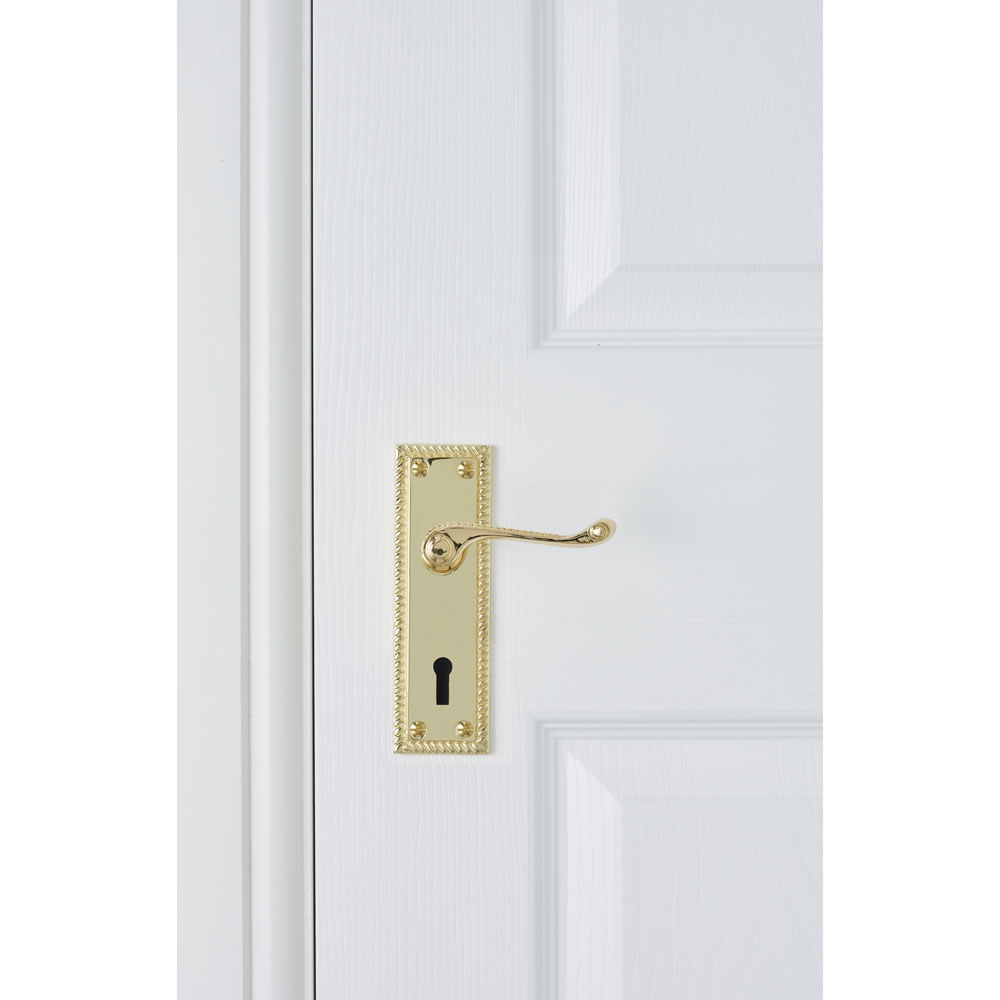 Wilko Functional Georgian Brass Lock Door Handle Image 2