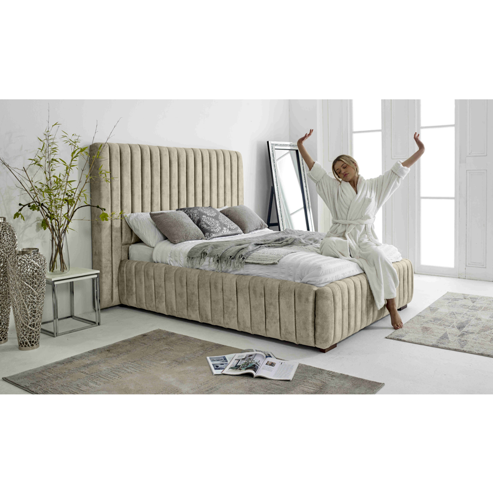 Eleganza The Elite Double Pearl Oakland Fabric Bed Frame with Headboard and Footboard Image 4