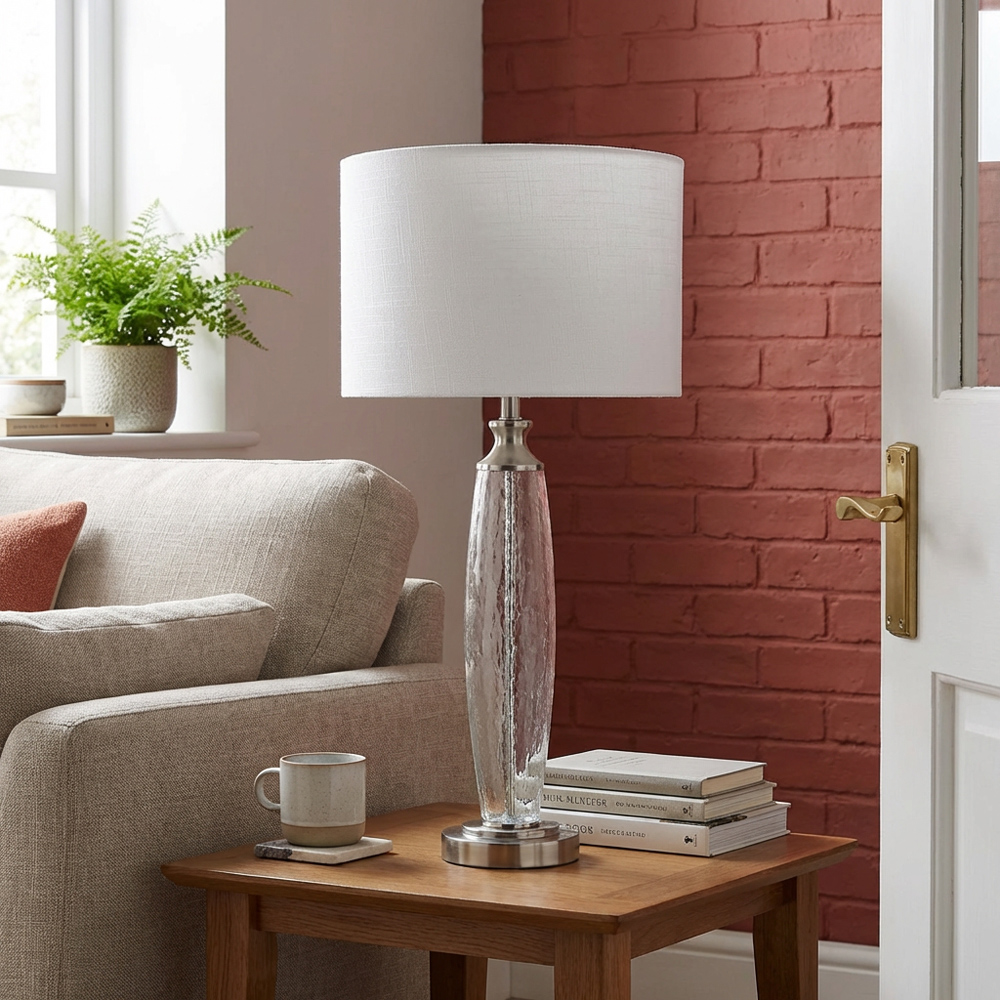 Lavina White and Chrome Glass Table Lamp Image 4