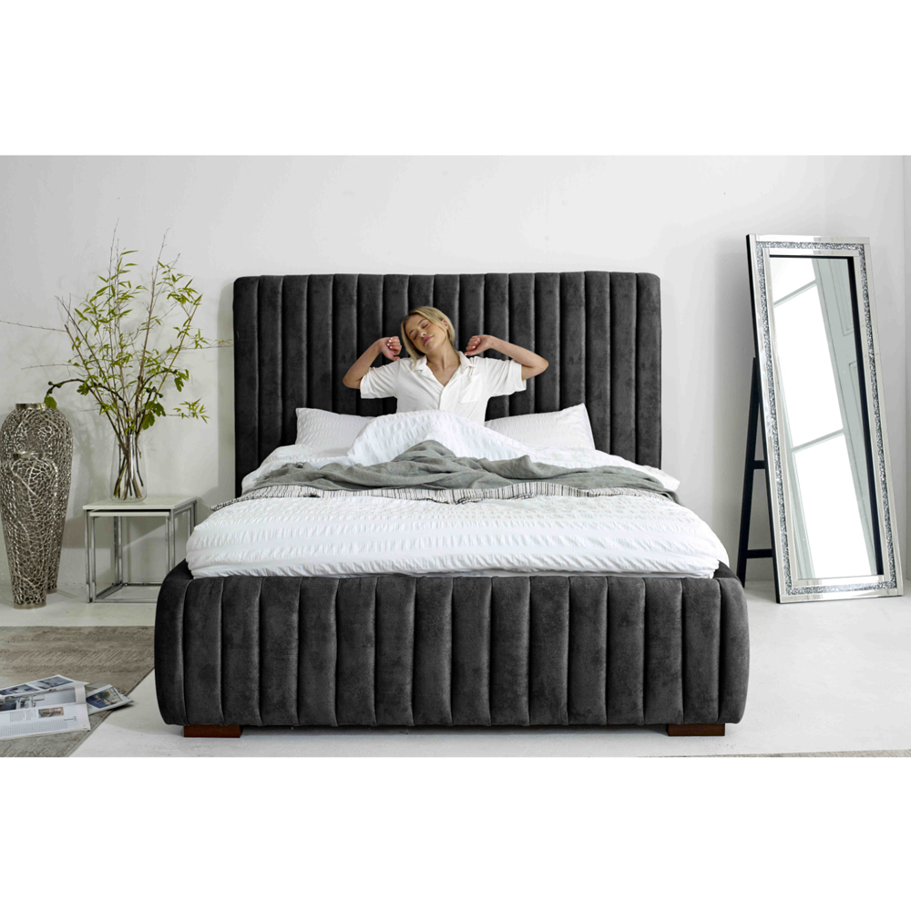 Eleganza The Elite Small Double Granite Oakland Fabric Bed Frame with Headboard and Footboard Image 7