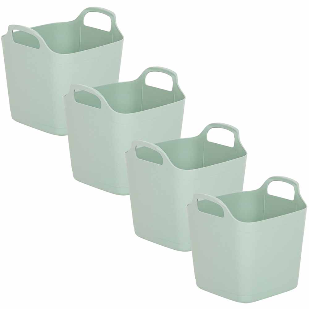 Wham Green 8L Flexi-Store Square Tub Set of 4 Plastic  - wilko
