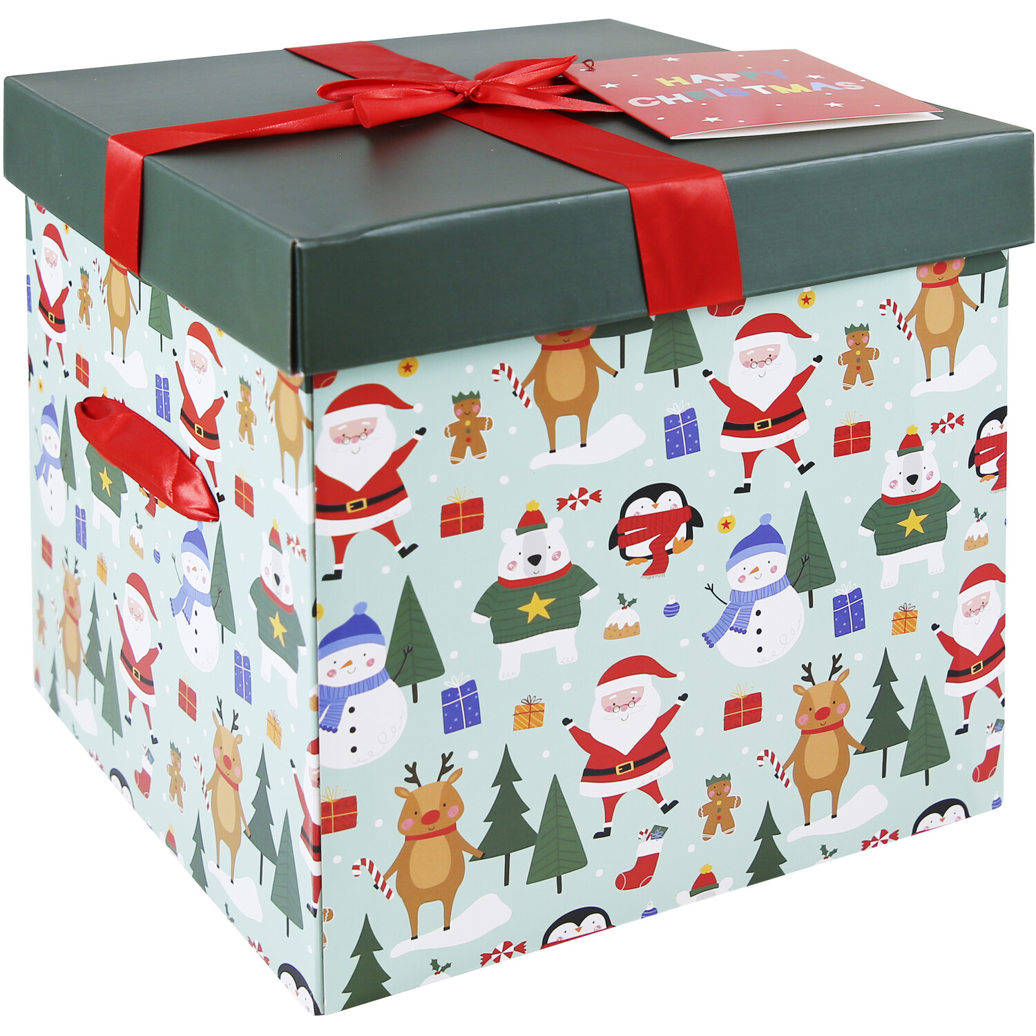 Festive Flat Pack Gift Box - Festive Characters Image 1
