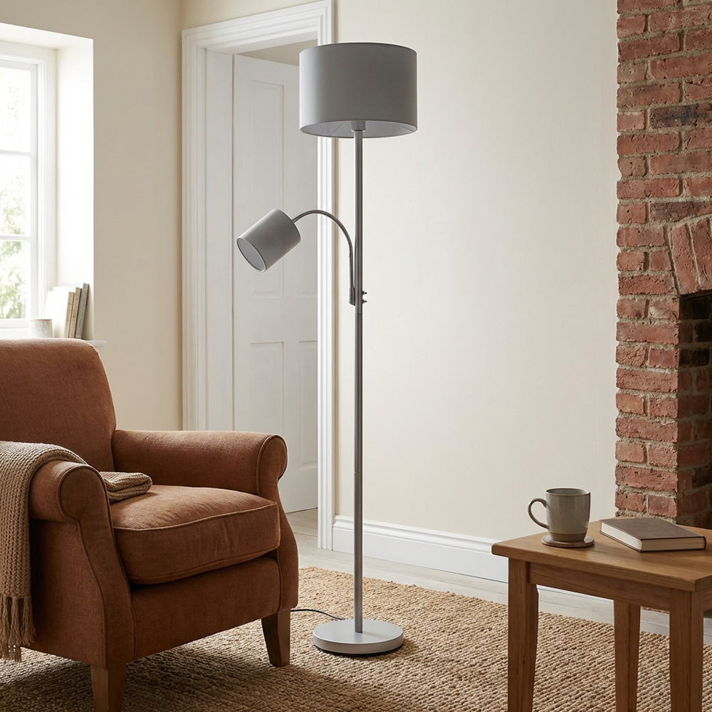 Serena 2 Light Floor Lamp - Grey Image 5
