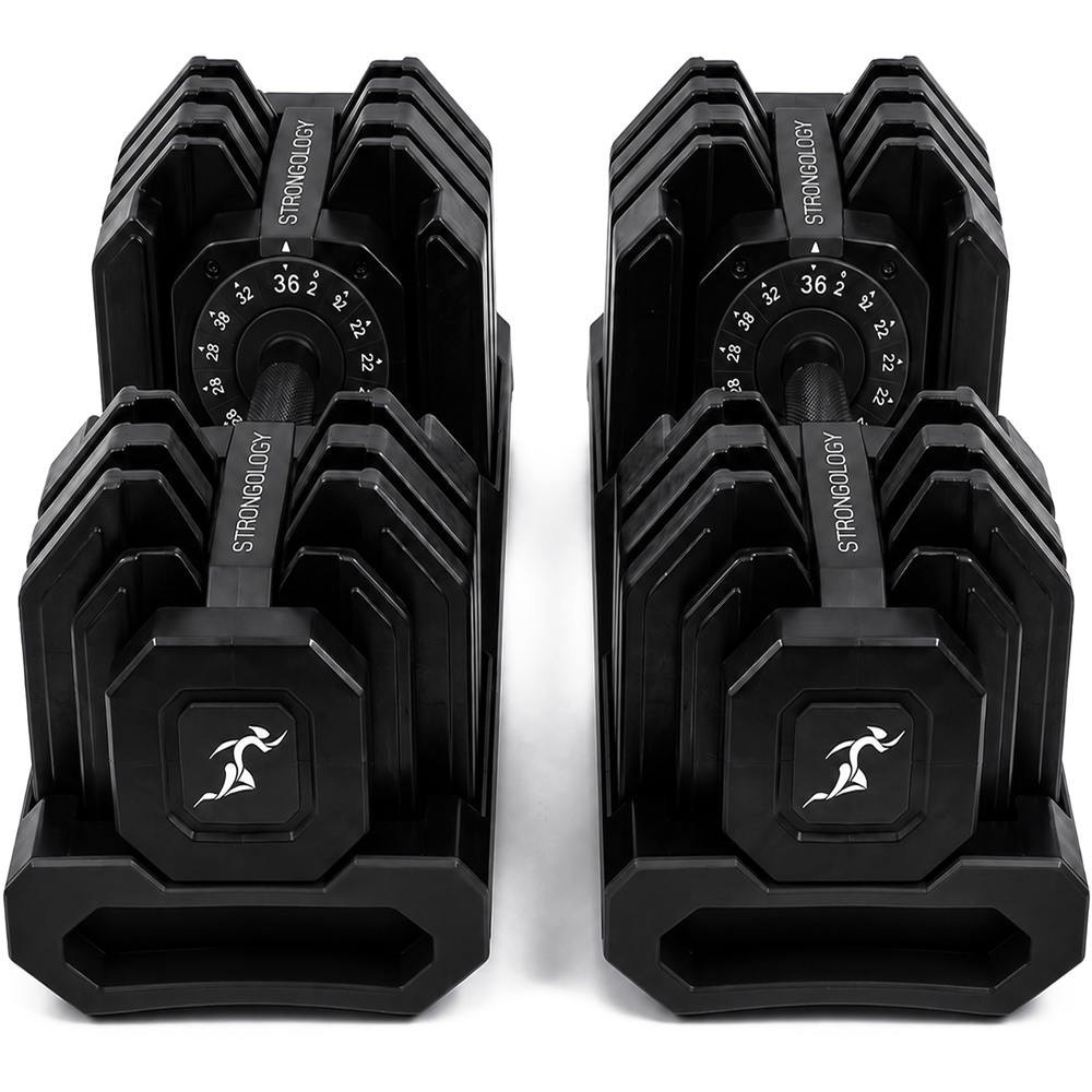 Strongology FLEX36 Black Adjustable Dumbbells 4kg-36kg Image 3