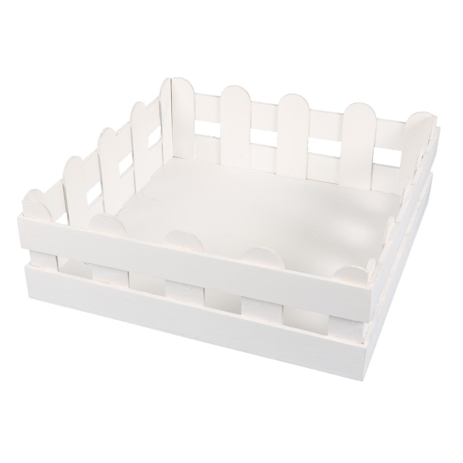White Wooden Fence Crate - White Image 2