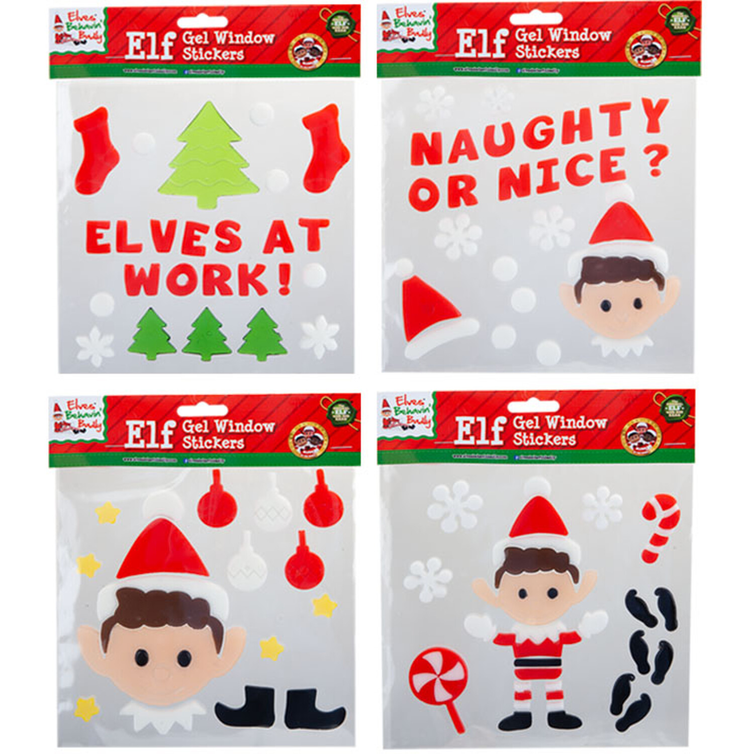 Single Elves Behavin' Badly Elf Gel Window Stickers in Assorted styles Image