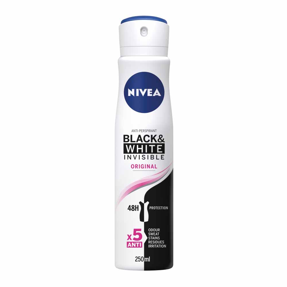 Nivea Black and White Invisible Original Anti Anti-Perspirant Deodorant Spray 250ml Image