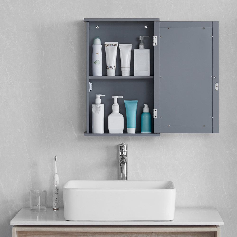 BATH VIDA Priano Single Door Grey Mirror Bathroom Cabinet Image 5