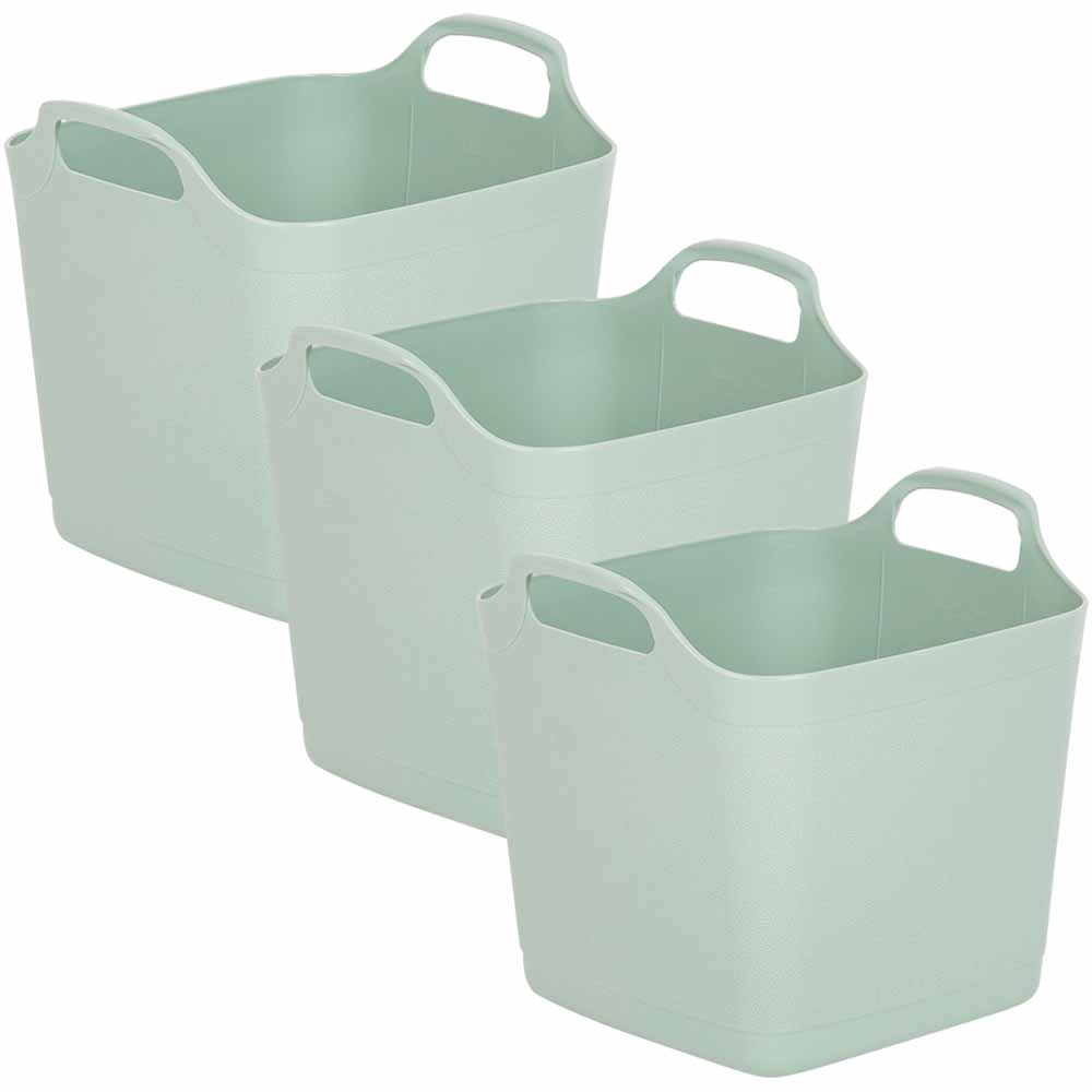 Wham Green 15L Flexi-Store Square Tub Set of 3 Plastic  - wilko