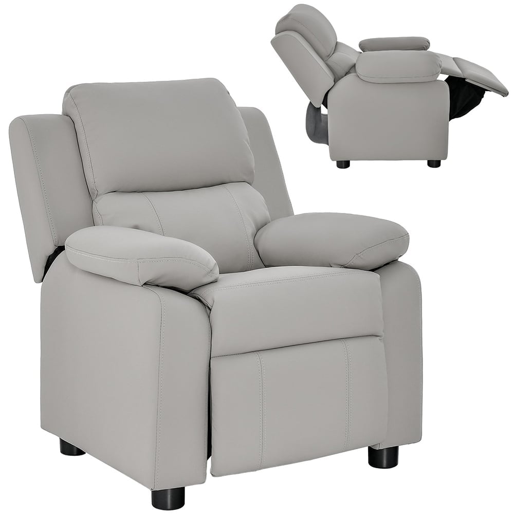 Costway Light Grey Adjustable Backrest and Footrest Kids Recliner Chair Image 2