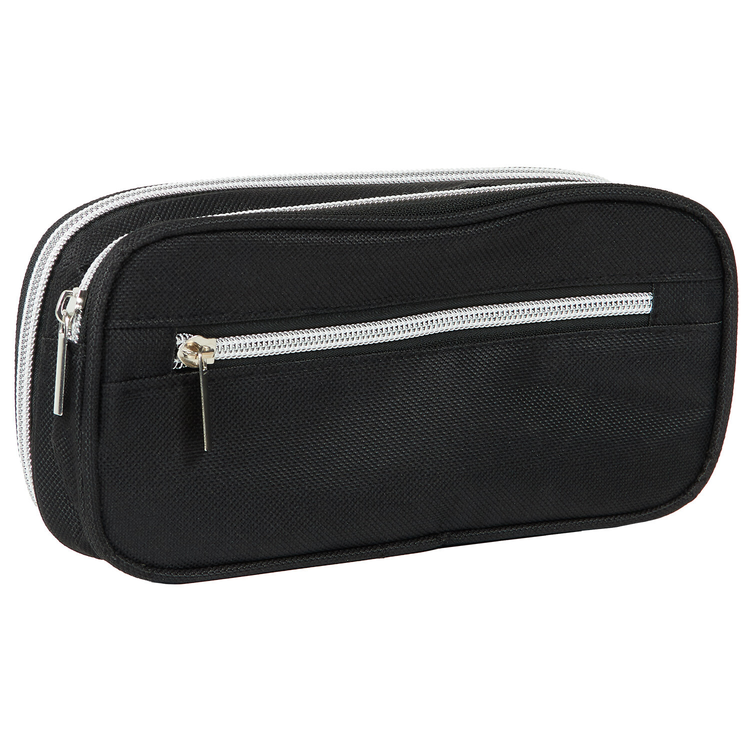 Black and Silver PU Pencil Case - Black and Silver Image 3