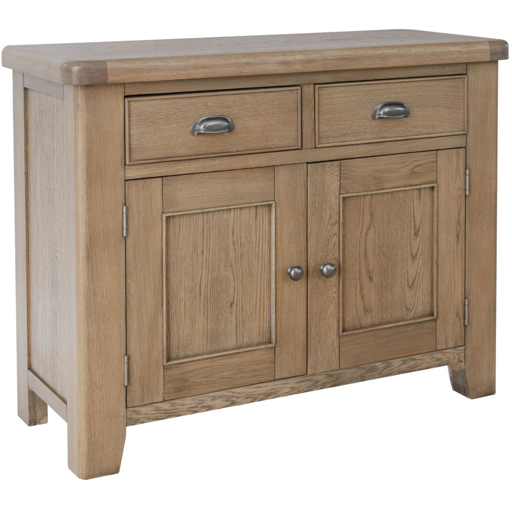 Home Source Holcombe 2 Door 2 Drawer Oak Veneer Solid Wood Sideboard Image 2