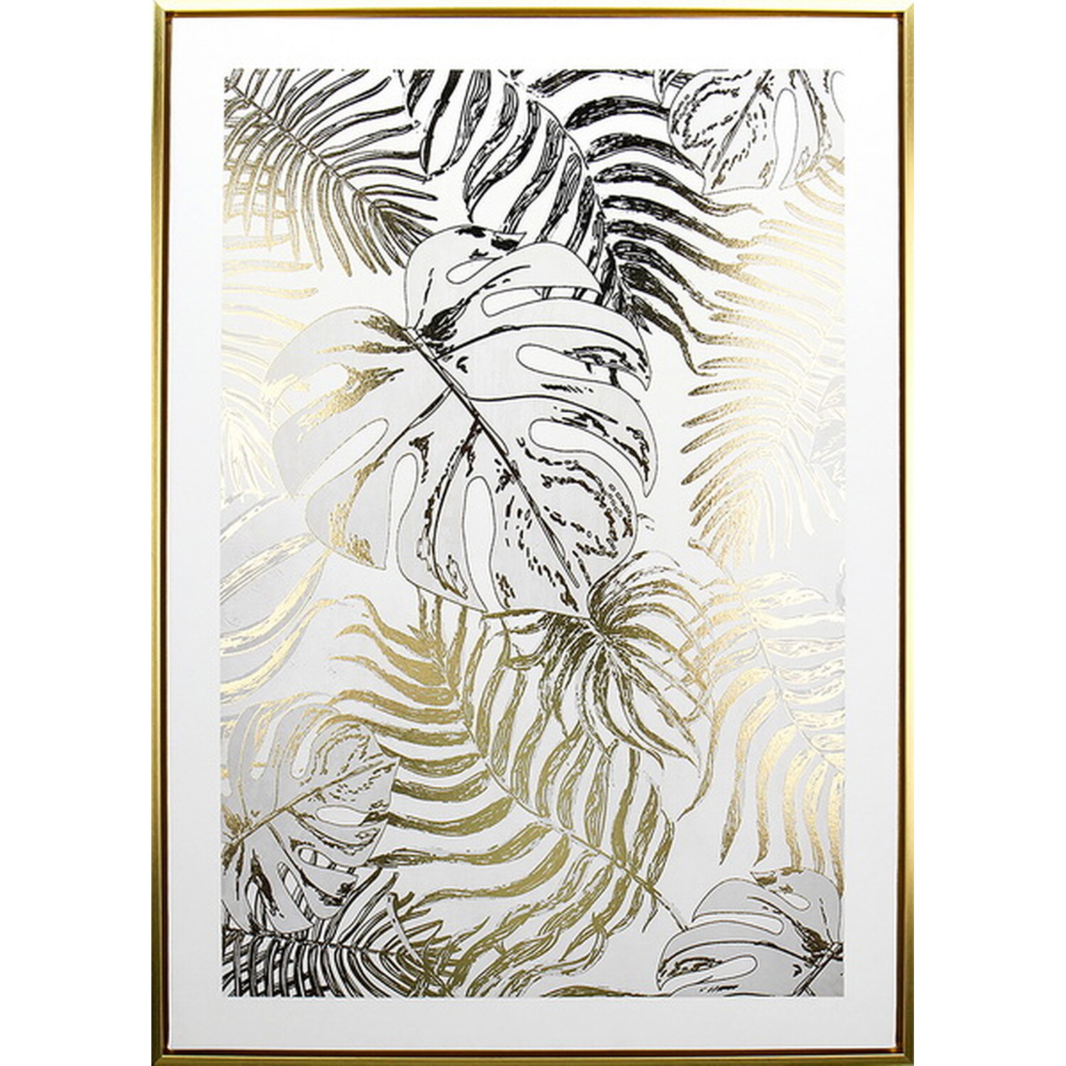 Gold Foiled Tropical Leaves Framed Wall Art Image 1