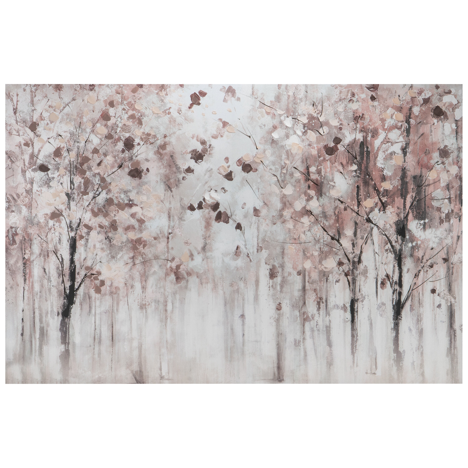 Hand Painted Pink Woodland Canvas 80 x 120cm Image 1