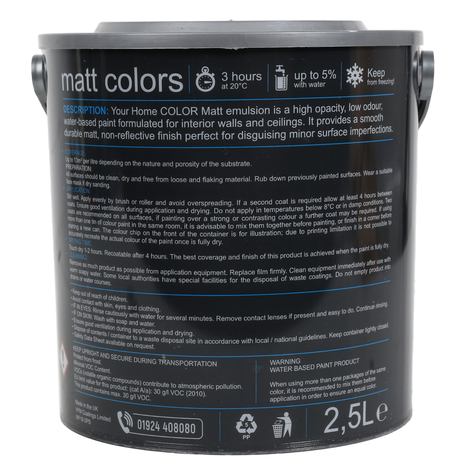 Your Home Walls and Ceilings Pearl Grey Matt Emulsion Paint 2.5L Image 2