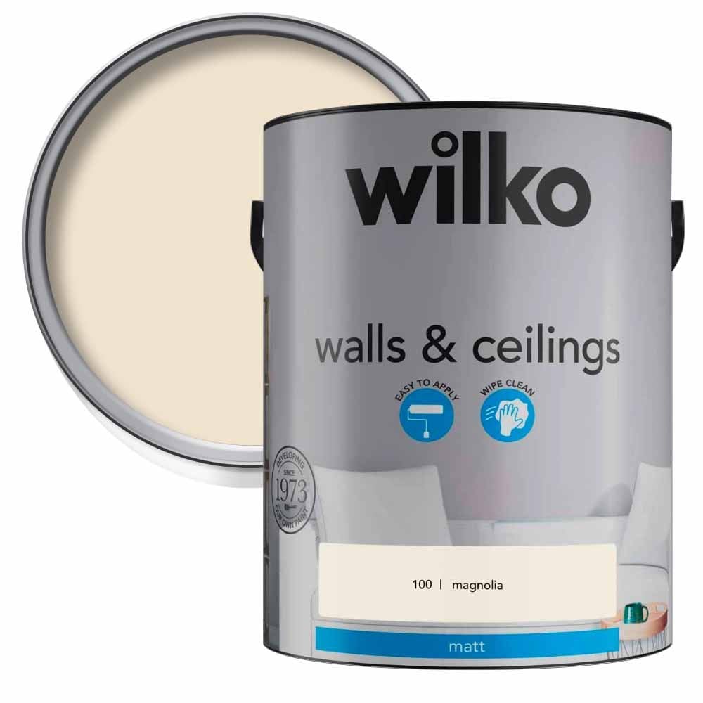 Wilko Walls & Ceilings Magnolia Matt Emulsion Paint 5L Image 1