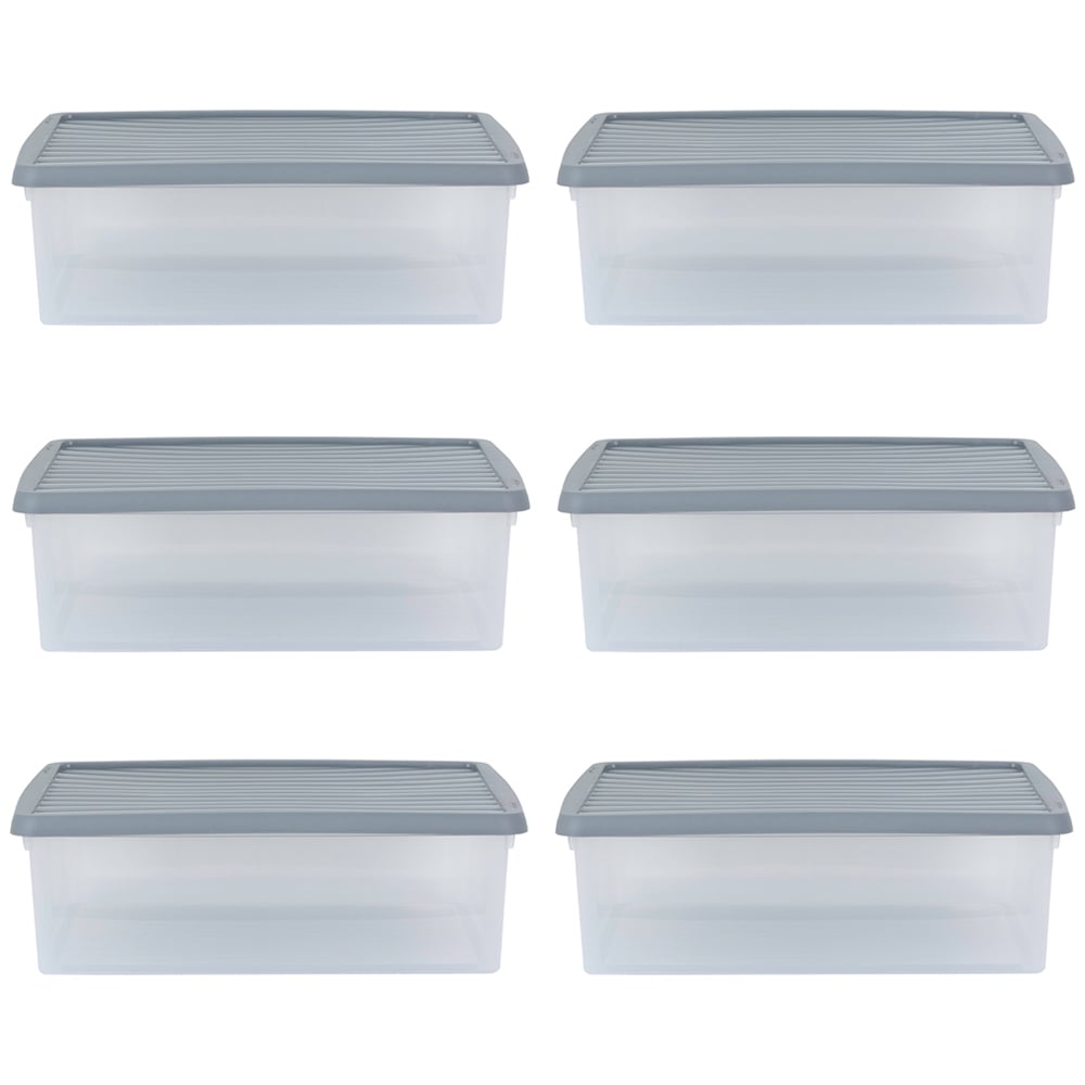 Wham 23.5L Stackable Plastic and Clear Storage Box and Lid 6 Pack | Wilko