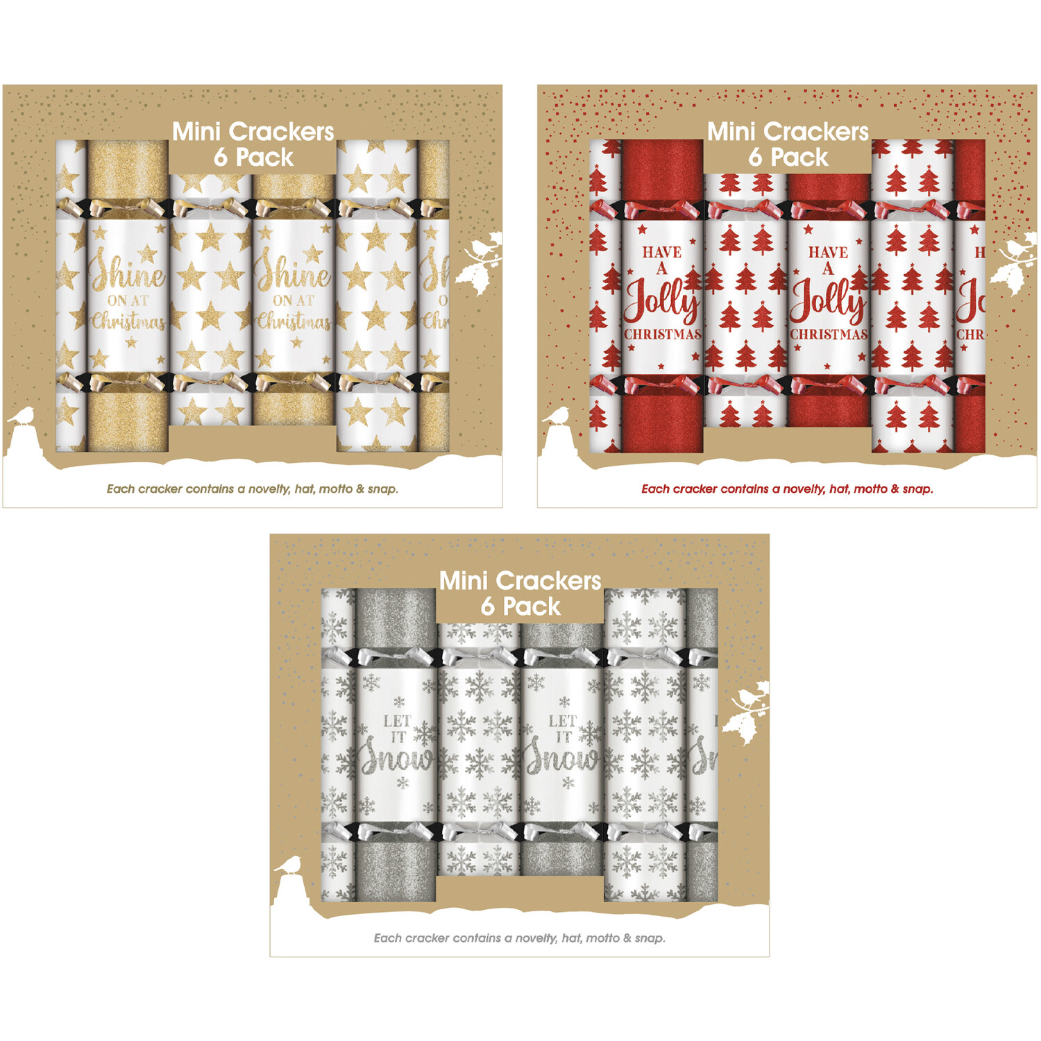 Pack of 6 Mini Luxury Crackers Image