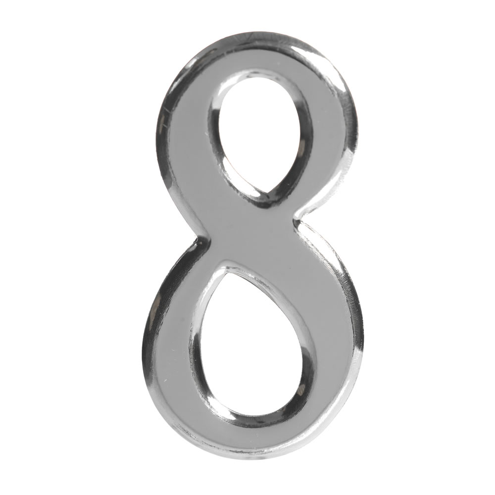 Wilko Numeral 8 Silver Effect 3in Image