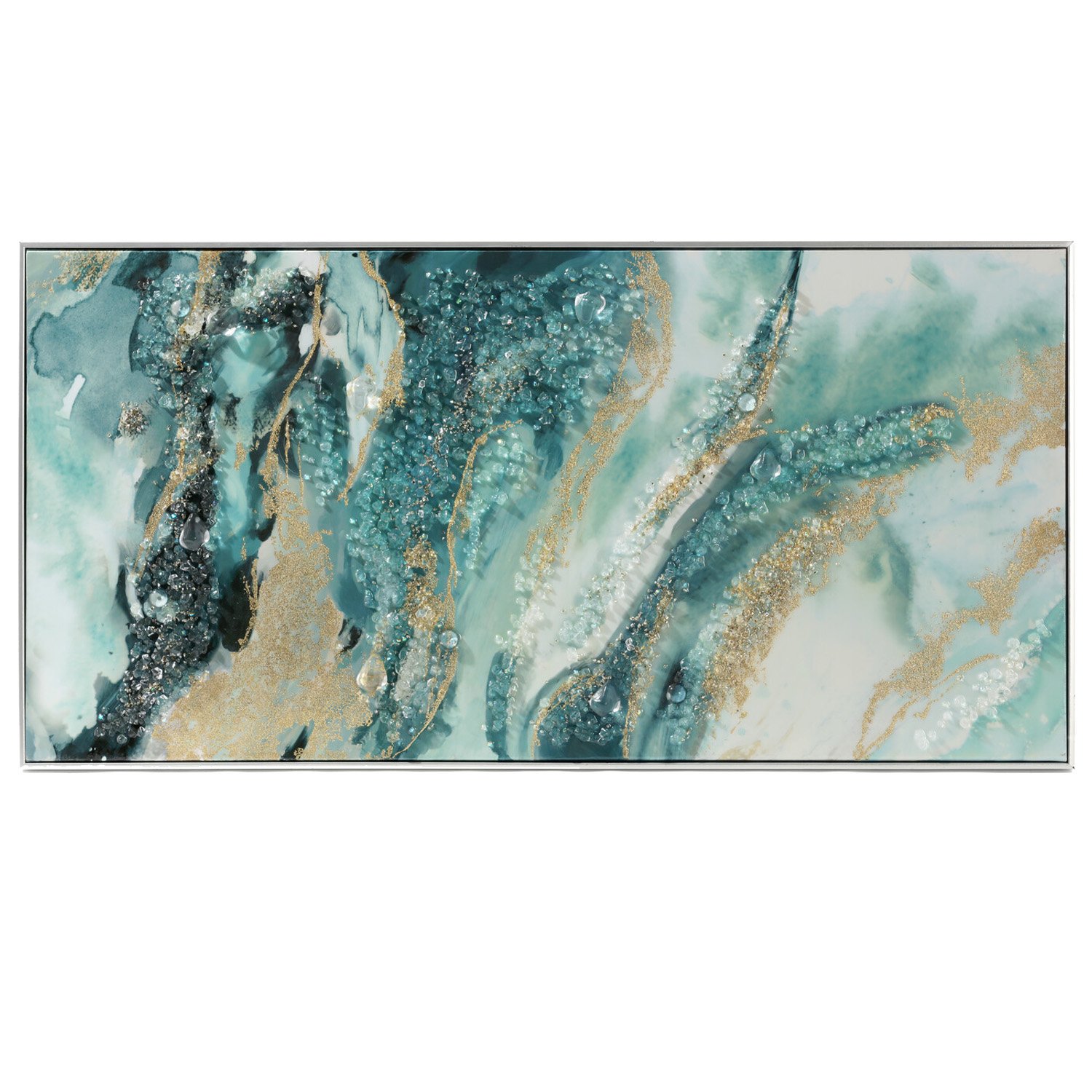 Turquoise Marble Gloss Jewelled Art Image