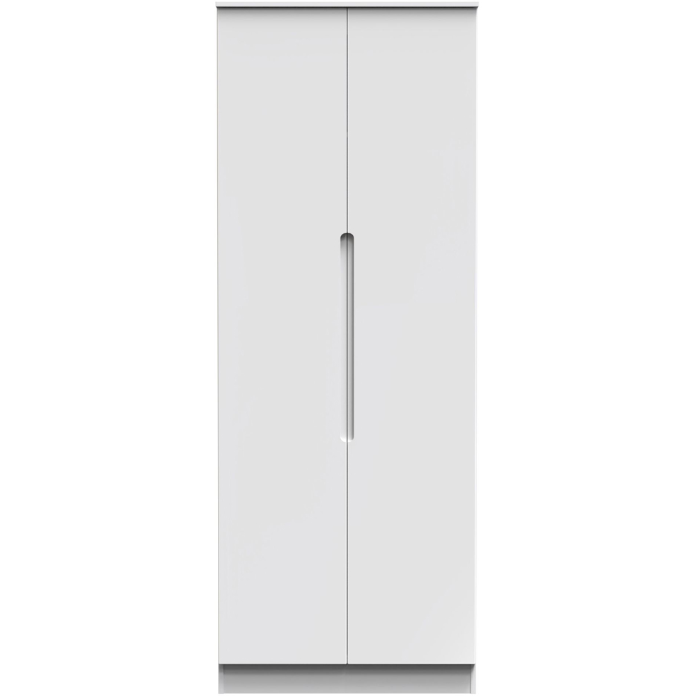 Crowndale Milan Ready Assembled 2 Door Gloss White Tall Double Wardrobe Image 2