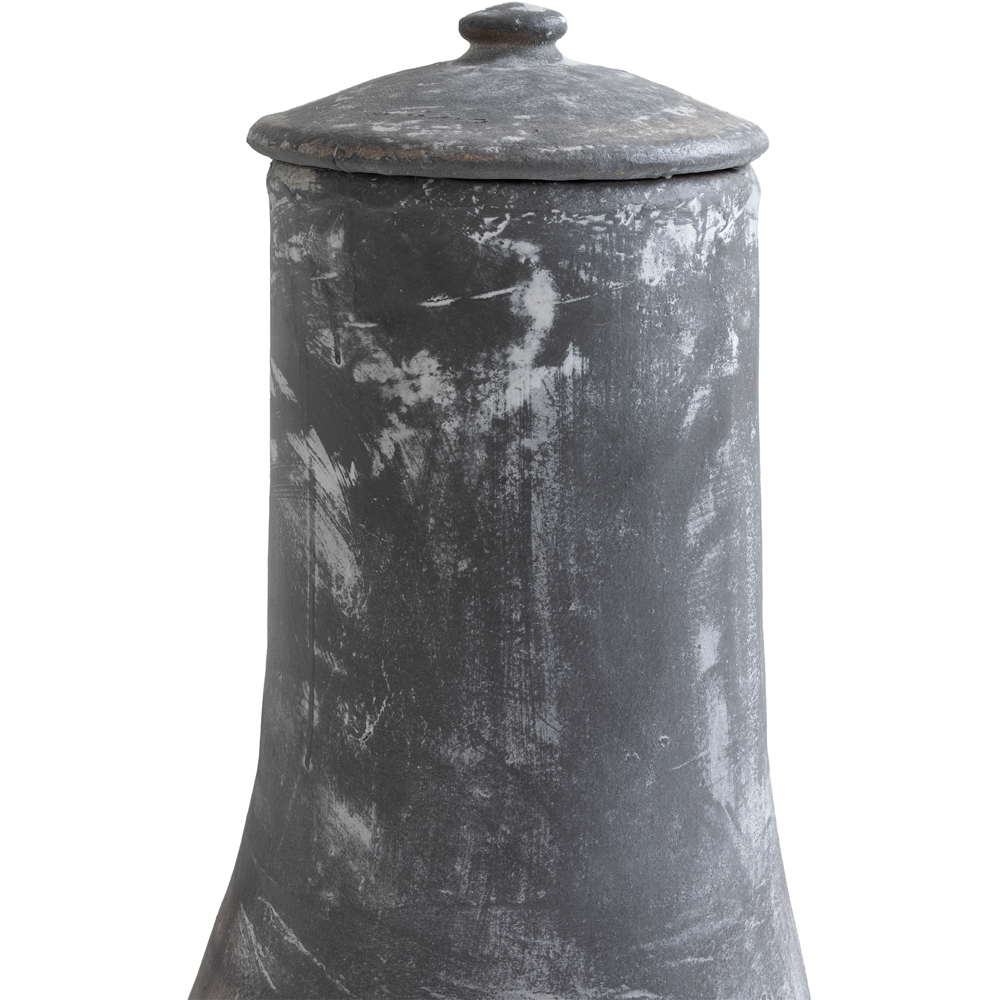 Snug Barcelona Grey Slender Design Medium Clay Chiminea with Lid and Iron Stand Image 6