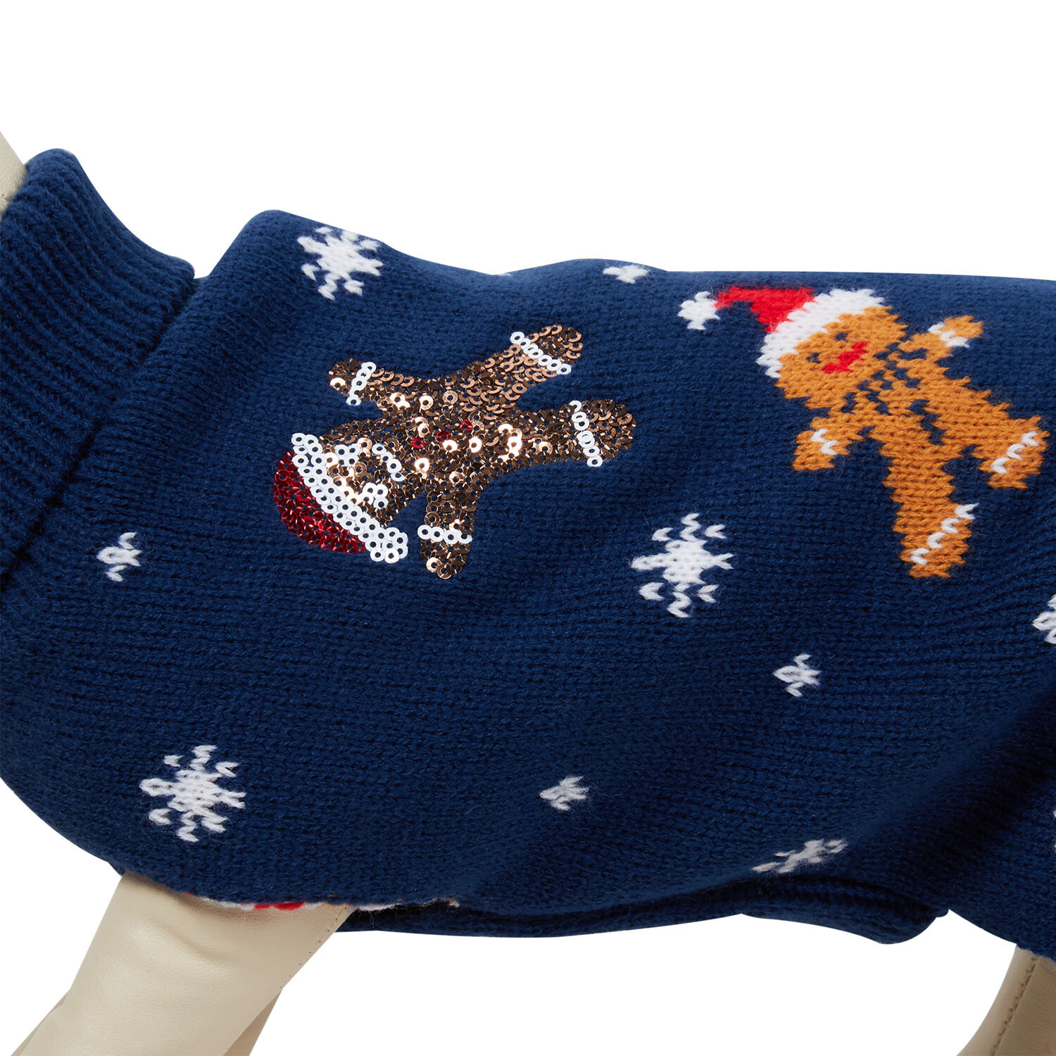 Gingerbread Festive Pet Jumper - Navy / 40cm Image 2