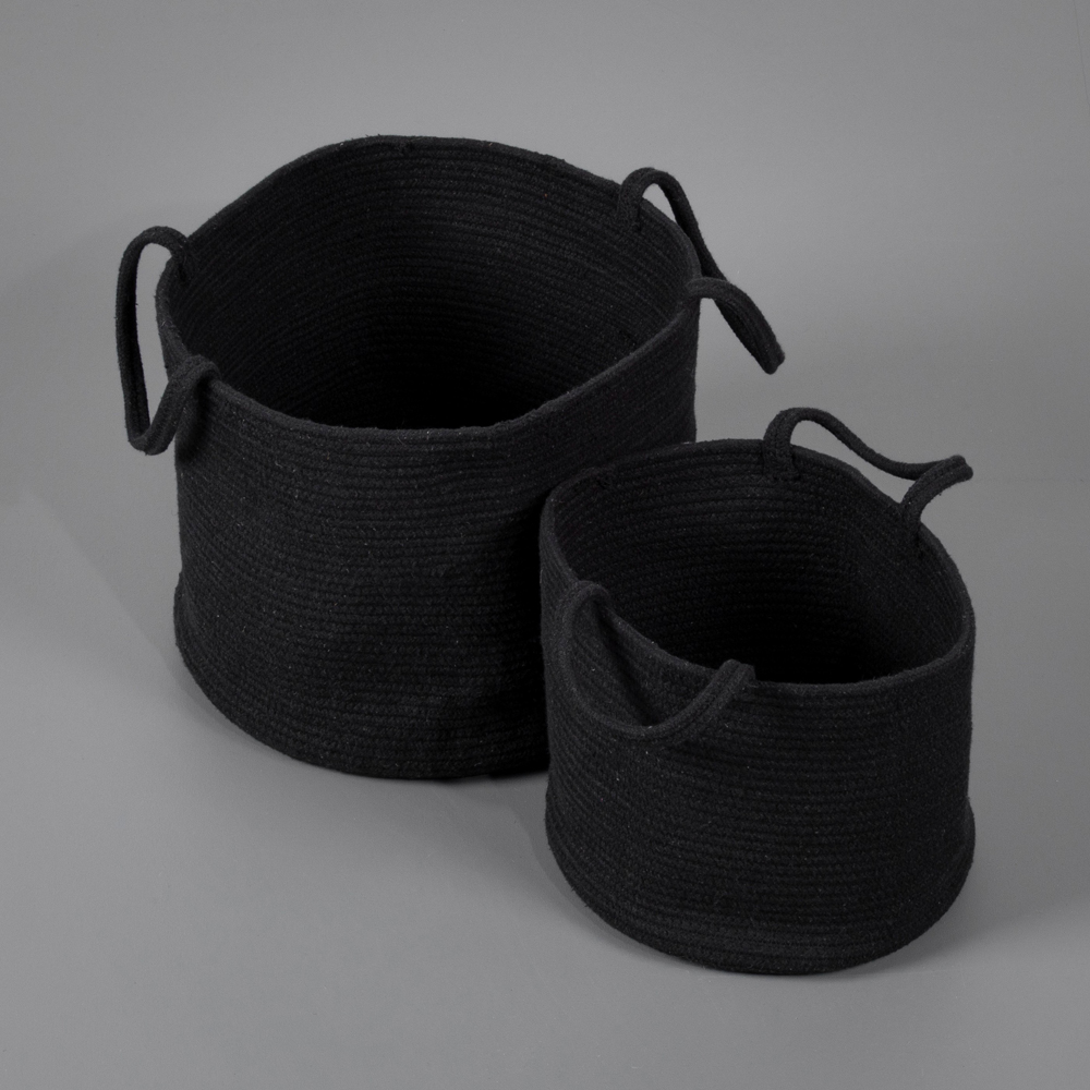 Beckton Black Cotton Storage Basket Set of 2 Image 2