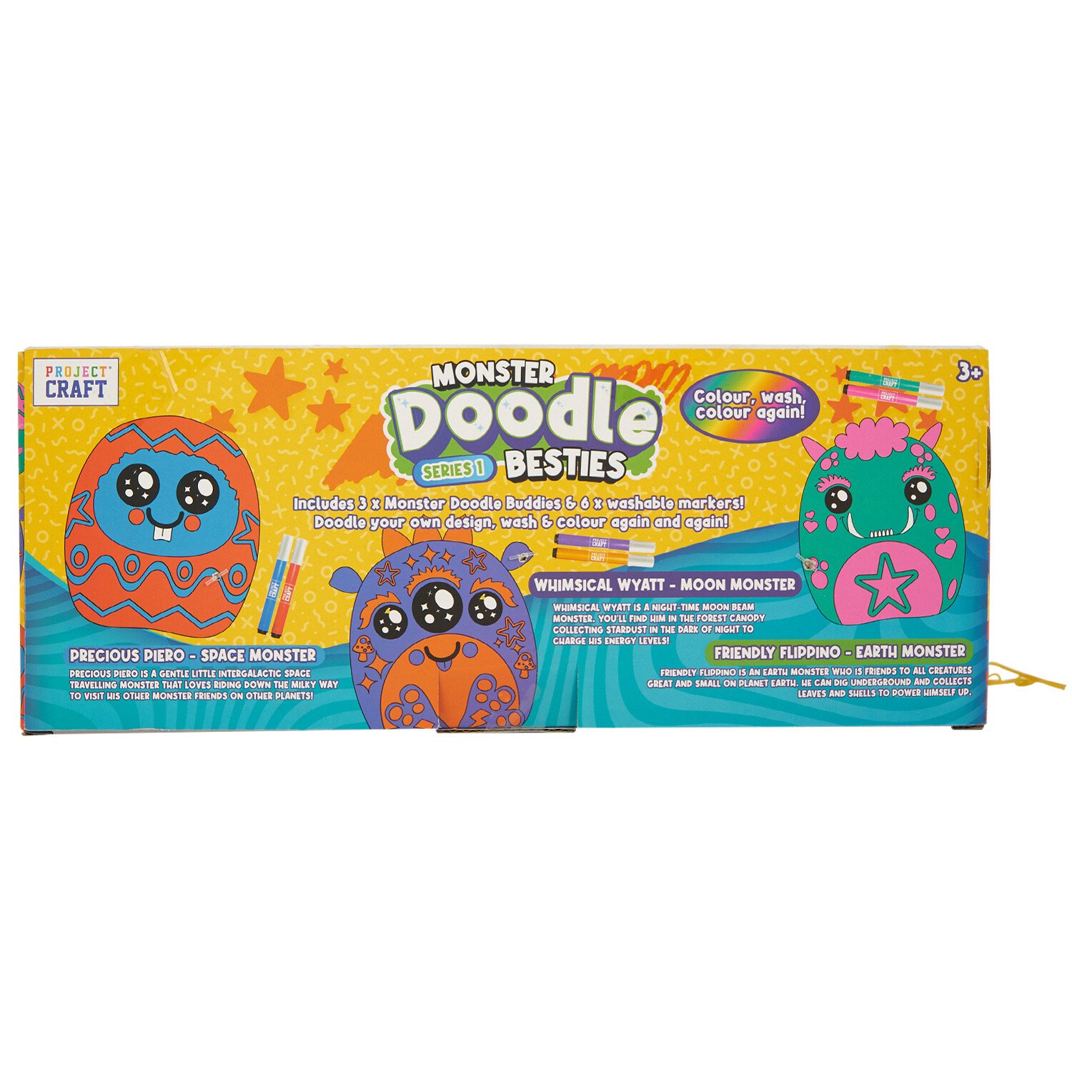 Pack of 3 Fruits or Monsters Doodle Buddies - White Image 5